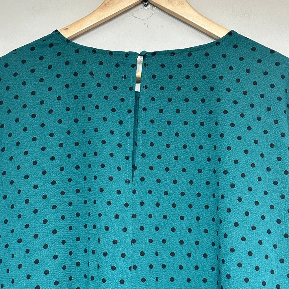 ASOS Design Curve Polka Dot Tiered Dress Women Plus 20 Green Relaxed Lightweight - Picture 5 of 8